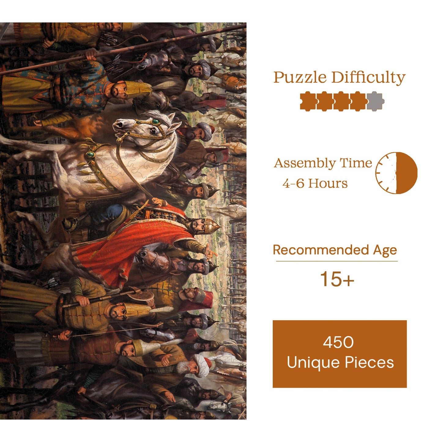 Wooden Puzzles for Adults, The Conqueror Premium Jigsaw Puzzles, 450 Pieces Challenging Wooden Jigsaw, 11,4"x15,4" (29x39 )