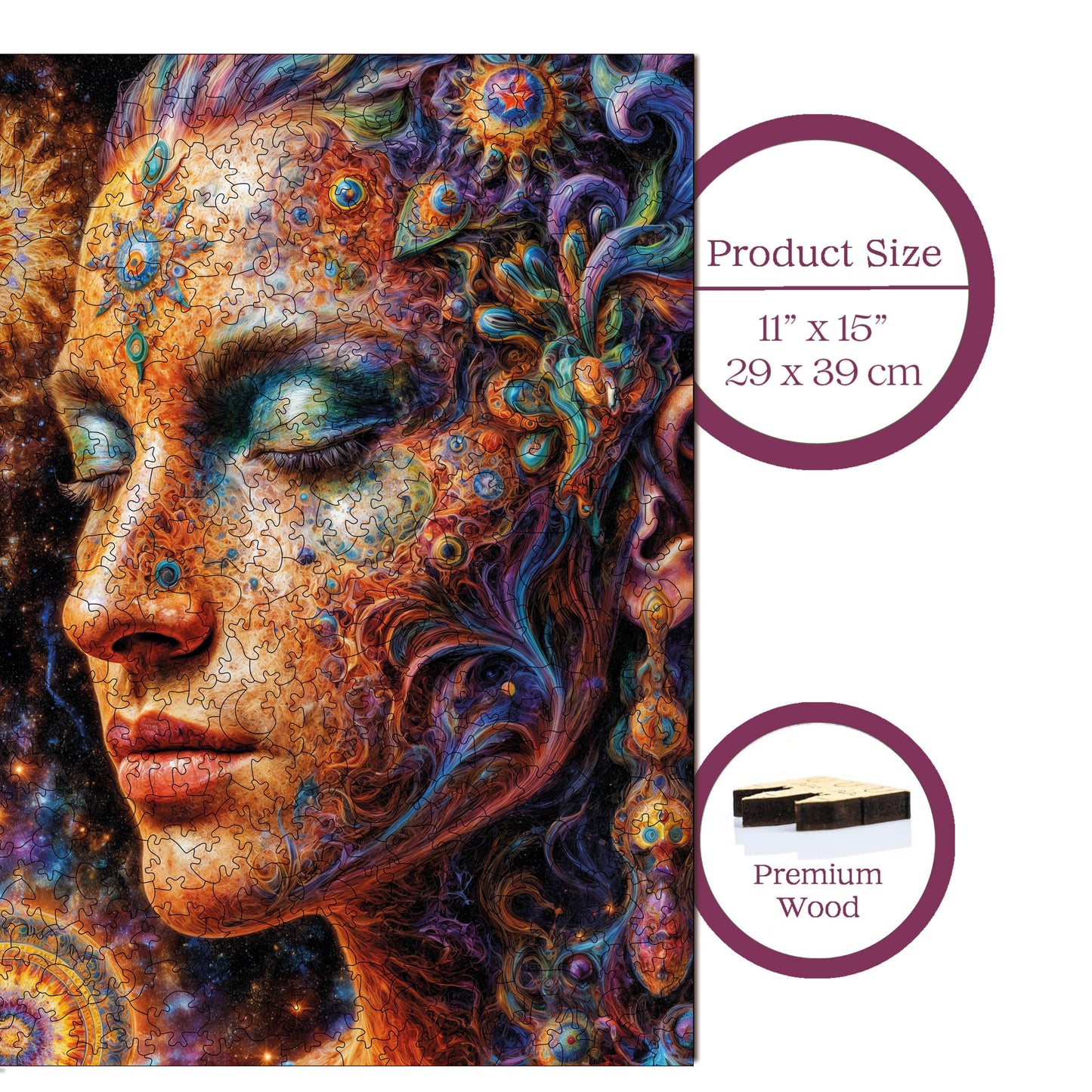 Wooden Puzzles for Adults, Lady of the Stars Premium Jigsaw Puzzles, 450 Pieces Challenging Wooden Jigsaw, 11,4"x15,4" (29x39 )