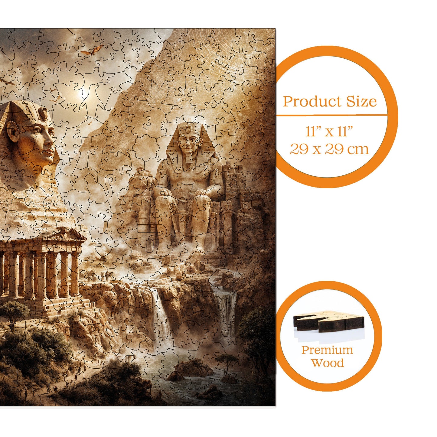 Wooden Puzzles for Adults, Pharaohs’ Legacy Premium Jigsaw Puzzles, 353 Pieces Wooden Jigsaw, 11,4"x11,4" (29x29 cm)
