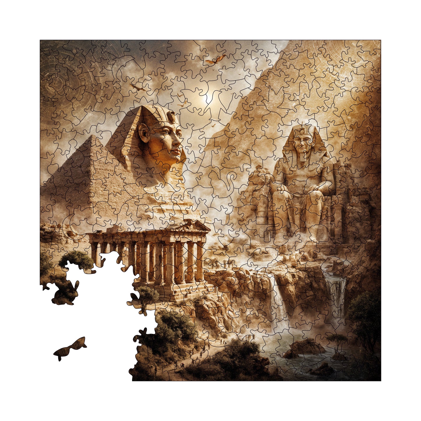 Wooden Puzzles for Adults, Pharaohs’ Legacy Premium Jigsaw Puzzles, 353 Pieces Wooden Jigsaw, 11,4"x11,4" (29x29 cm)