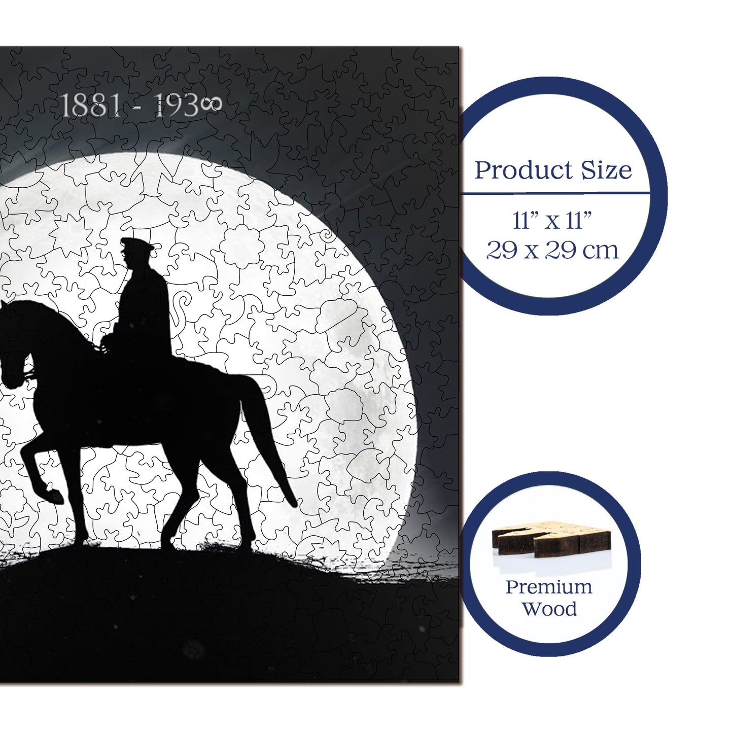 Yetişkinler İçin Ahşap Puzzle, 1881 – Sonsuza Premium Puzzle, 353 Parça Zorlu Ahşap Yapboz, 11,4"x11,4" (29x29 cm) Benzersiz Şekil, Yetişkinler İçin Ahşap Yapbozlar