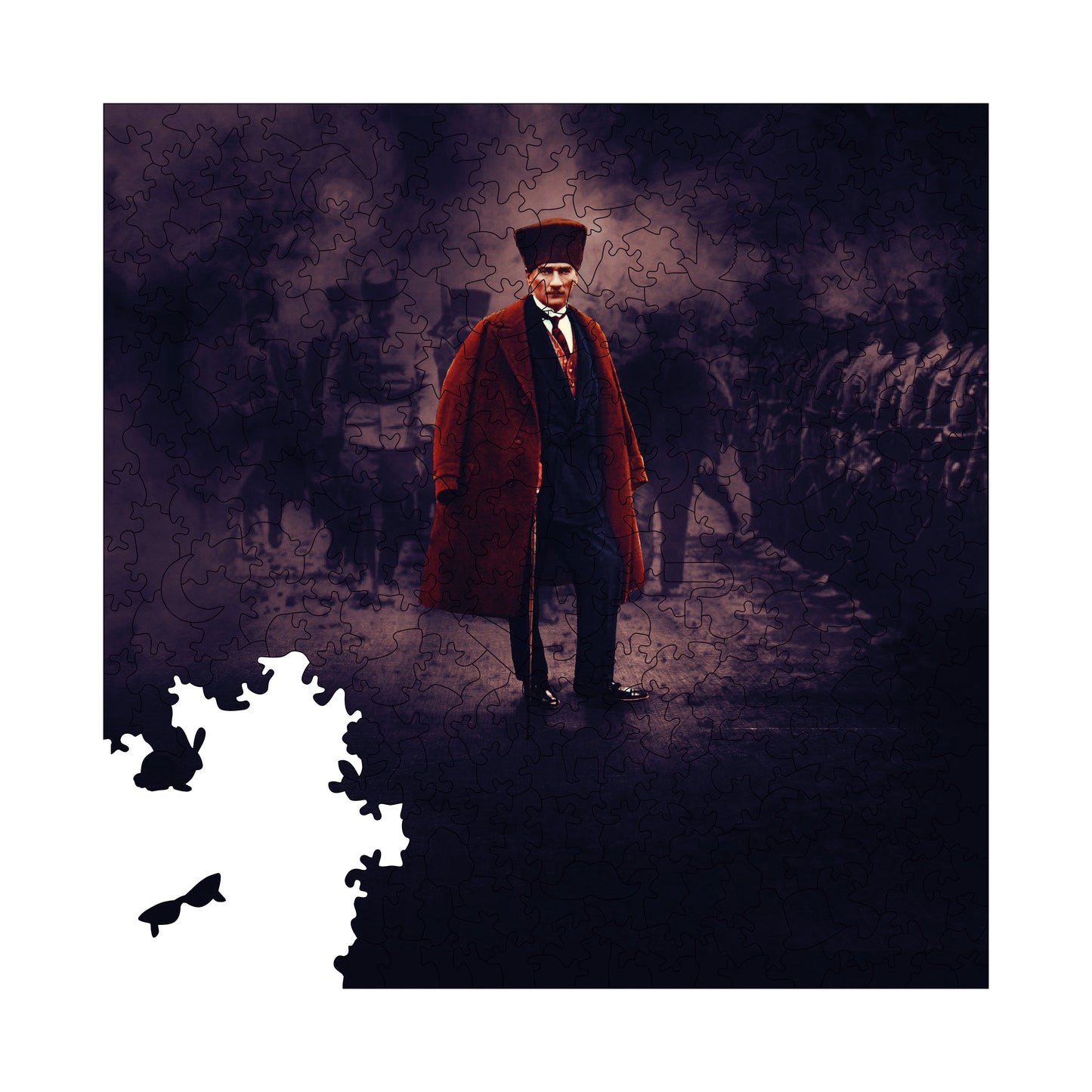 Yetişkinler İçin Ahşap Puzzle, Mustafa Kemal ATATÜRK Premium Puzzle, 353 Parça Zorlu Ahşap Yapboz, 11,4"x11,4" (29x29 cm) Benzersiz Şekil, Yetişkinler İçin Ahşap Yapbozlar