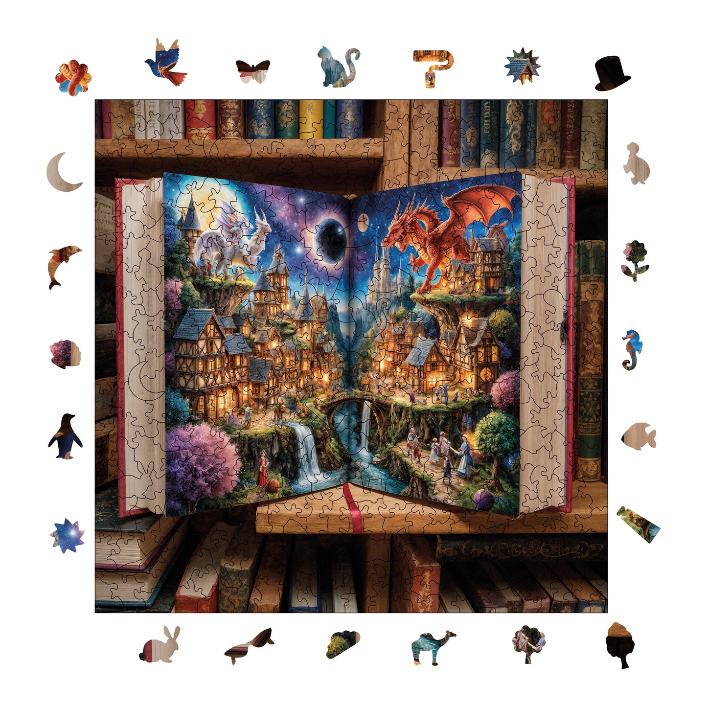 Wooden Puzzles for Adults, Fairy Tale Gateway Premium Jigsaw Puzzles, 353 Pieces Wooden Jigsaw, 11,4"x11,4" (29x29 cm)