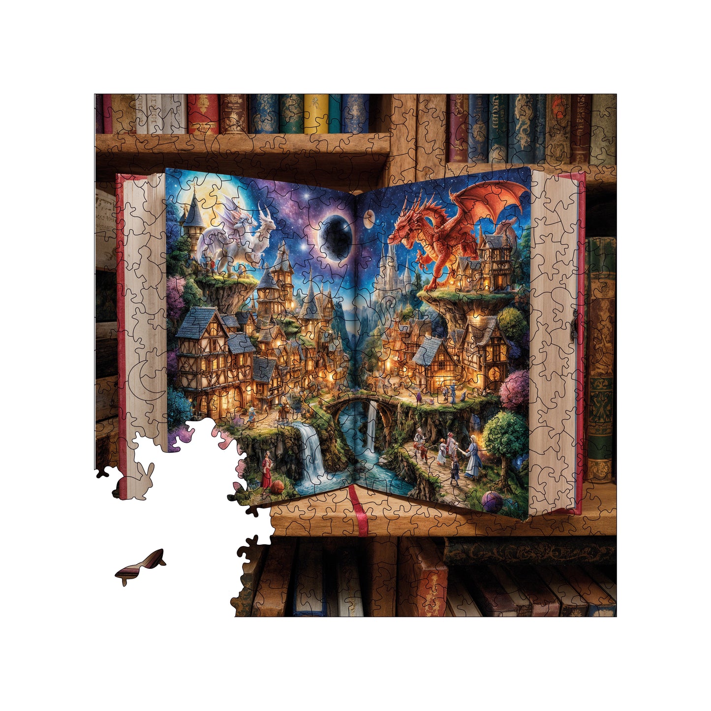 Wooden Puzzles for Adults, Fairy Tale Gateway Premium Jigsaw Puzzles, 353 Pieces Wooden Jigsaw, 11,4"x11,4" (29x29 cm)
