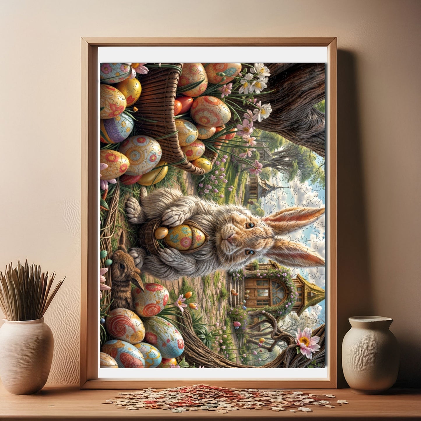 Wooden Puzzles for Adults, Easter Garden Premium Jigsaw Puzzles, 450 Pieces Challenging Wooden Jigsaw, 11,4"x15,4" (29x39 cm)