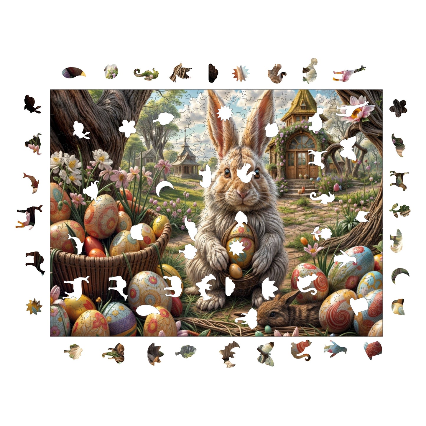 Wooden Puzzles for Adults, Easter Garden Premium Jigsaw Puzzles, 450 Pieces Challenging Wooden Jigsaw, 11,4"x15,4" (29x39 cm)