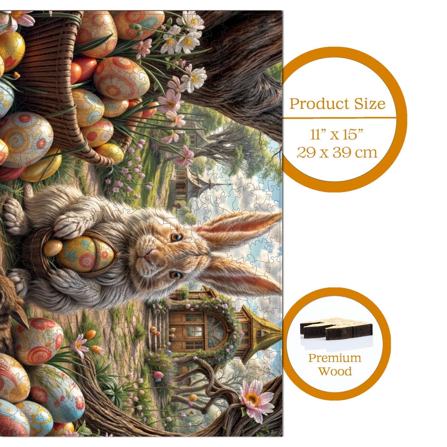 Wooden Puzzles for Adults, Easter Garden Premium Jigsaw Puzzles, 450 Pieces Challenging Wooden Jigsaw, 11,4"x15,4" (29x39 cm)