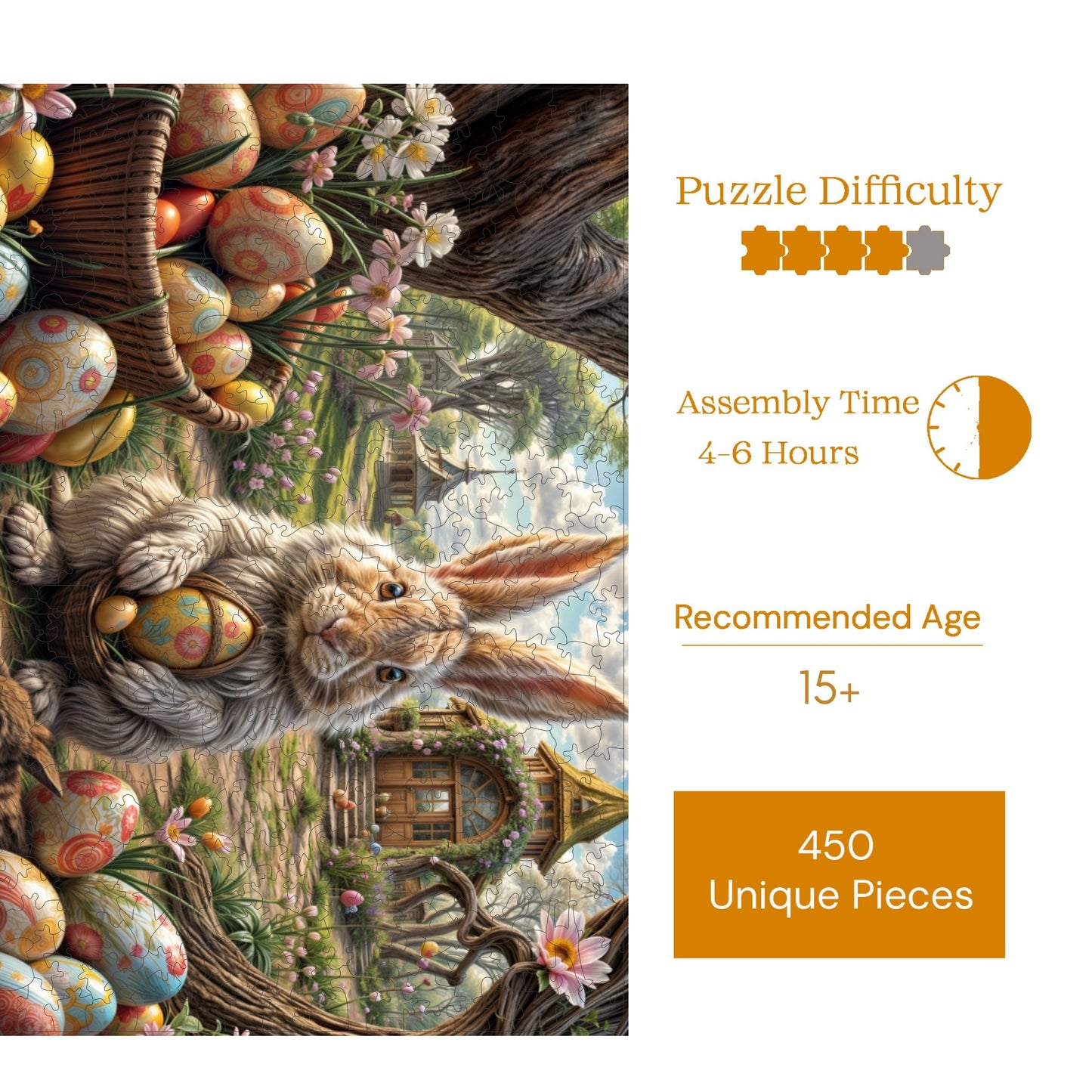Wooden Puzzles for Adults, Easter Garden Premium Jigsaw Puzzles, 450 Pieces Challenging Wooden Jigsaw, 11,4"x15,4" (29x39 cm)