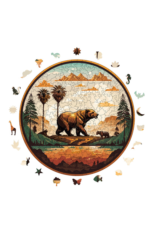 Yetişkinler İçin Ahşap Puzzle, Koca Ayı Premium Puzzle, 252 Parça Zorlu Ahşap Yapboz, 11,4"x11,4" (29x29 cm) Benzersiz Şekil, Yetişkinler İçin Ahşap Yapboz