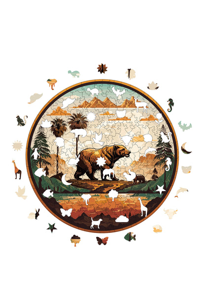 Yetişkinler İçin Ahşap Puzzle, Koca Ayı Premium Puzzle, 252 Parça Zorlu Ahşap Yapboz, 11,4"x11,4" (29x29 cm) Benzersiz Şekil, Yetişkinler İçin Ahşap Yapboz