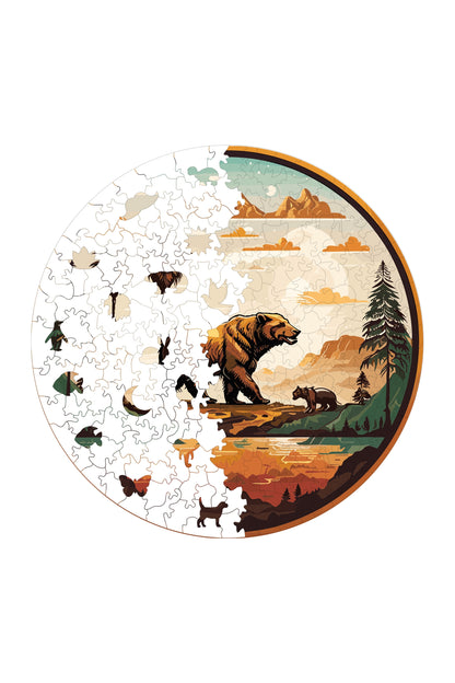 Yetişkinler İçin Ahşap Puzzle, Koca Ayı Premium Puzzle, 252 Parça Zorlu Ahşap Yapboz, 11,4"x11,4" (29x29 cm) Benzersiz Şekil, Yetişkinler İçin Ahşap Yapboz