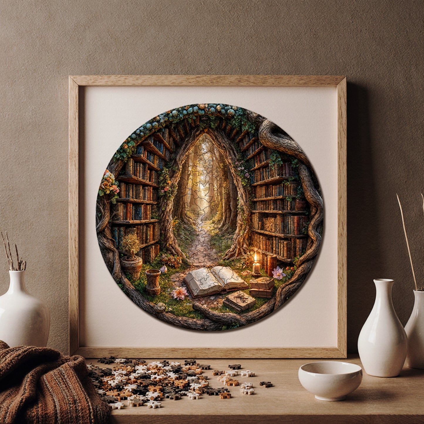 Yetişkinler İçin Ahşap Puzzle, Büyülü Geçit Premium Puzzle, 252 Parça Zorlu Ahşap Yapboz, 11,4"x11,4" (29x29 cm) Benzersiz Şekil, Yetişkinler İçin Ahşap Yapboz