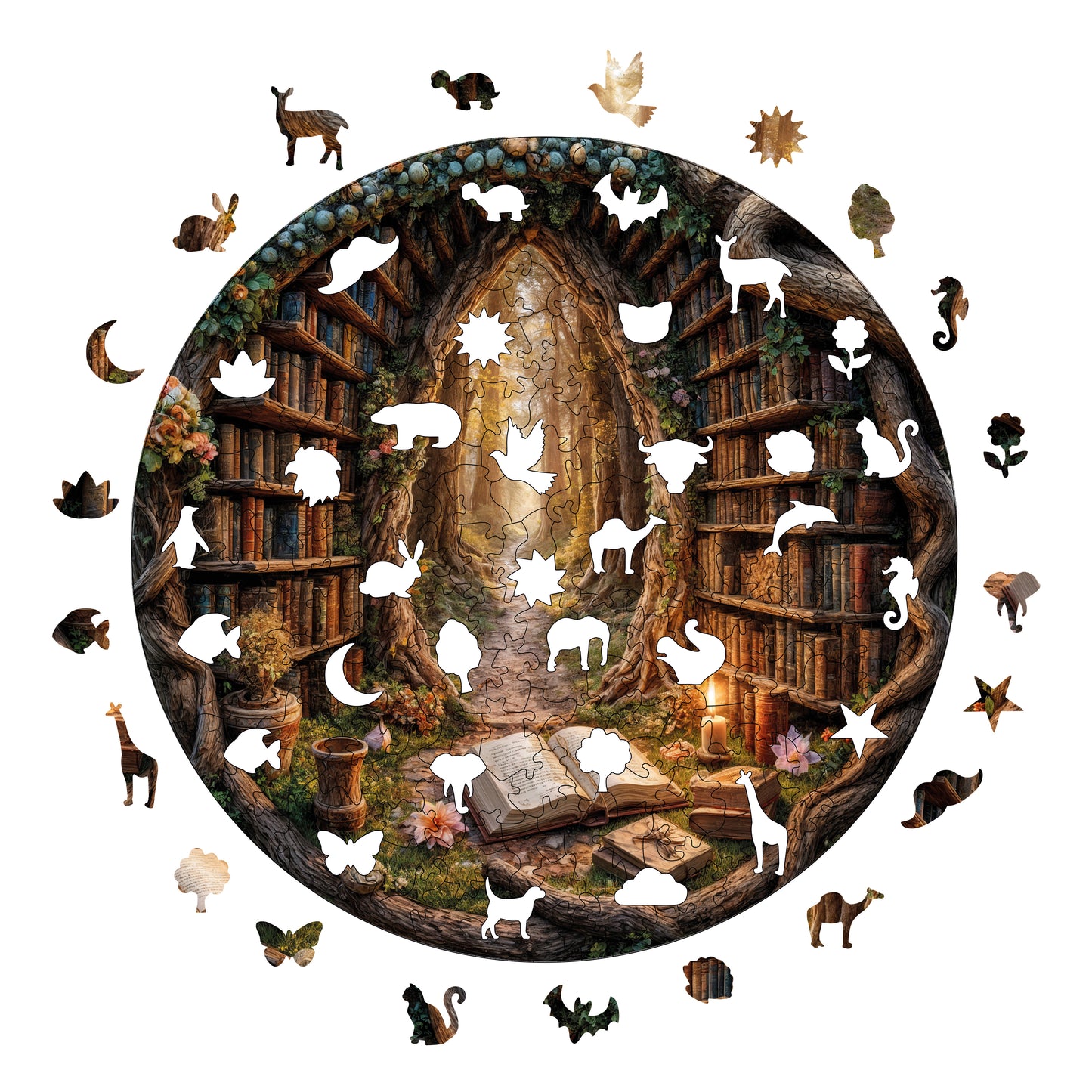 Yetişkinler İçin Ahşap Puzzle, Büyülü Geçit Premium Puzzle, 252 Parça Zorlu Ahşap Yapboz, 11,4"x11,4" (29x29 cm) Benzersiz Şekil, Yetişkinler İçin Ahşap Yapboz