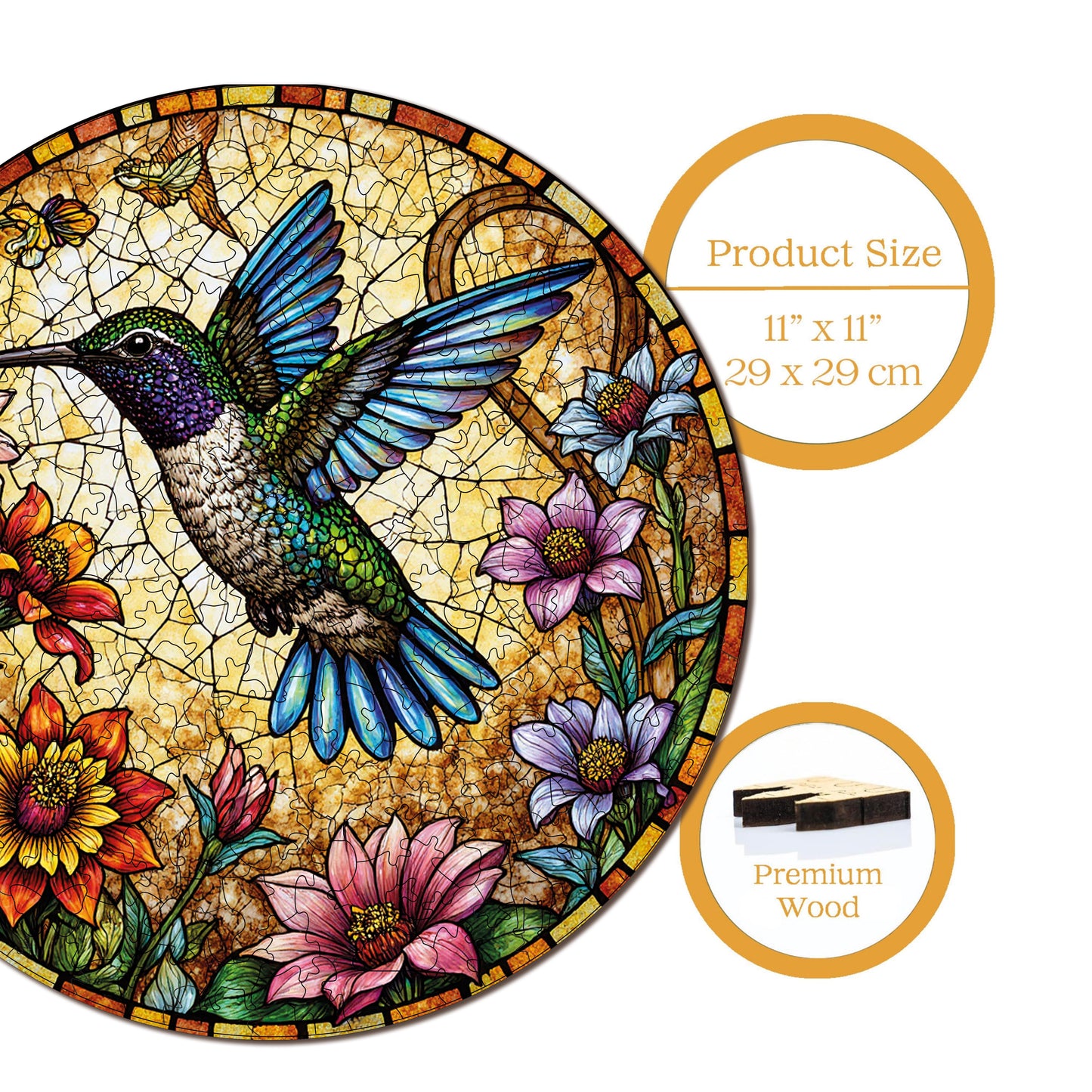 Yetişkinler İçin Ahşap Puzzle, Işık Kuşu Premium Puzzle, 252 Parça Zorlu Ahşap Yapboz, 11,4"x11,4" (29x29 cm) Benzersiz Şekil, Yetişkinler İçin Ahşap Yapboz