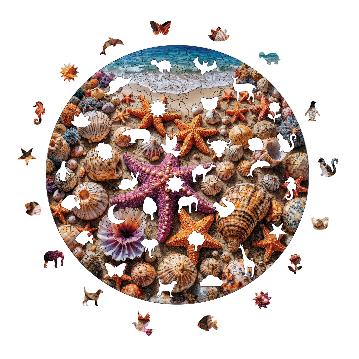 Yetişkinler İçin Ahşap Puzzle, Denizdeki Hazine Premium Puzzle, 252 Parça Zorlu Ahşap Yapboz, 11,4"x11,4" (29x29 cm) Benzersiz Şekil, Yetişkinler İçin Ahşap Yapboz