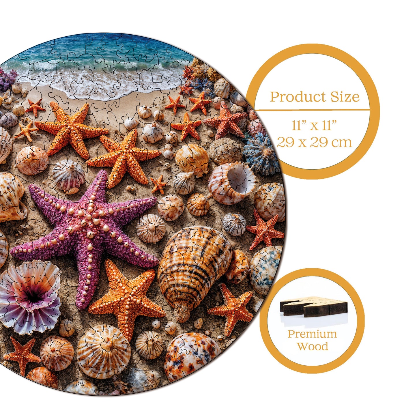 Yetişkinler İçin Ahşap Puzzle, Denizdeki Hazine Premium Puzzle, 252 Parça Zorlu Ahşap Yapboz, 11,4"x11,4" (29x29 cm) Benzersiz Şekil, Yetişkinler İçin Ahşap Yapboz