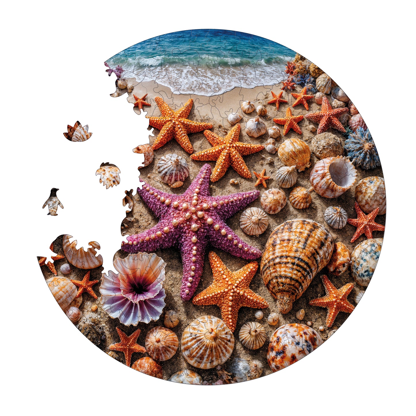 Yetişkinler İçin Ahşap Puzzle, Denizdeki Hazine Premium Puzzle, 252 Parça Zorlu Ahşap Yapboz, 11,4"x11,4" (29x29 cm) Benzersiz Şekil, Yetişkinler İçin Ahşap Yapboz