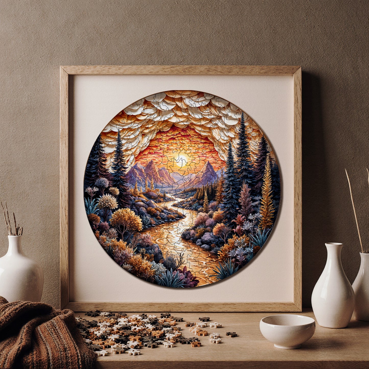 Yetişkinler İçin Ahşap Puzzle, Altın Dağlar Premium Puzzle, 252 Parça Zorlu Ahşap Yapboz, 11,4"x11,4" (29x29 cm) Benzersiz Şekil, Yetişkinler İçin Ahşap Yapboz