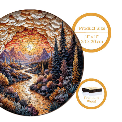 Yetişkinler İçin Ahşap Puzzle, Altın Dağlar Premium Puzzle, 252 Parça Zorlu Ahşap Yapboz, 11,4"x11,4" (29x29 cm) Benzersiz Şekil, Yetişkinler İçin Ahşap Yapboz