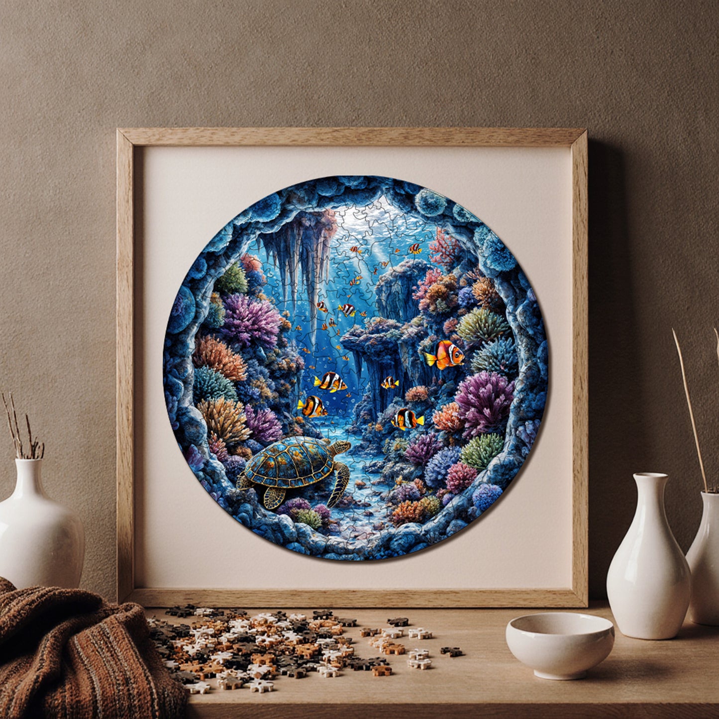 Yetişkinler İçin Ahşap Puzzle, Denizaltı Cenneti Premium Puzzle, 252 Parça Zorlu Ahşap Yapboz, 11,4"x11,4" (29x29 cm) Benzersiz Şekil, Yetişkinler İçin Ahşap Yapboz