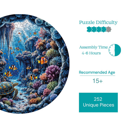 Yetişkinler İçin Ahşap Puzzle, Denizaltı Cenneti Premium Puzzle, 252 Parça Zorlu Ahşap Yapboz, 11,4"x11,4" (29x29 cm) Benzersiz Şekil, Yetişkinler İçin Ahşap Yapboz