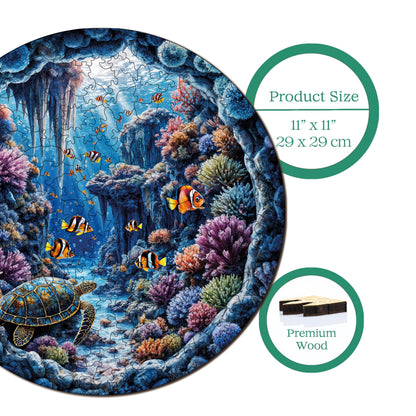 Yetişkinler İçin Ahşap Puzzle, Denizaltı Cenneti Premium Puzzle, 252 Parça Zorlu Ahşap Yapboz, 11,4"x11,4" (29x29 cm) Benzersiz Şekil, Yetişkinler İçin Ahşap Yapboz