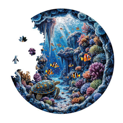 Yetişkinler İçin Ahşap Puzzle, Denizaltı Cenneti Premium Puzzle, 252 Parça Zorlu Ahşap Yapboz, 11,4"x11,4" (29x29 cm) Benzersiz Şekil, Yetişkinler İçin Ahşap Yapboz