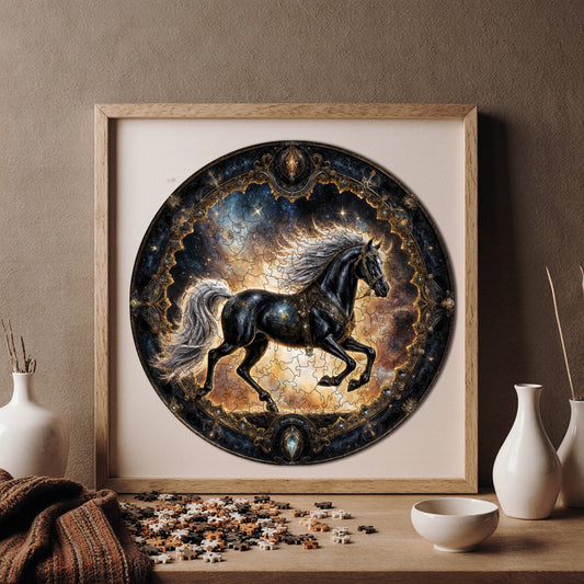 Wooden Puzzles for Adults, The Legendary Horse Premium Jigsaw Puzzles, 252 Pieces Challenging Wooden Jigsaw, 11,4"x11,4" (29x29 cm)
