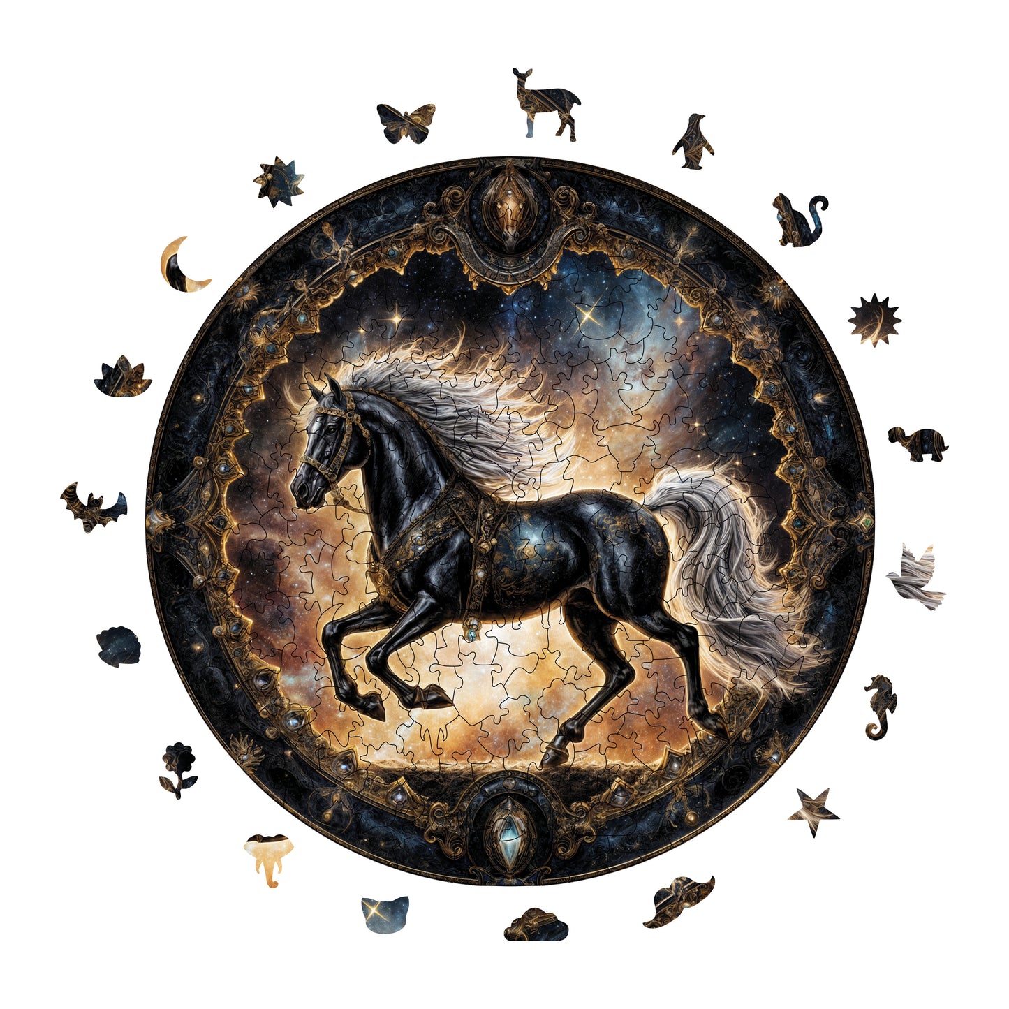 Wooden Puzzles for Adults, The Legendary Horse Premium Jigsaw Puzzles, 252 Pieces Challenging Wooden Jigsaw, 11,4"x11,4" (29x29 cm)