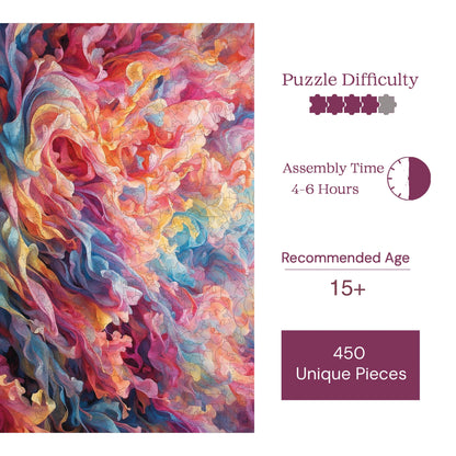 Yetişkinler İçin Ahşap Puzzle, Renk Fırtınası Premium Puzzle, 450 Parça Zorlu Ahşap Yapboz, 11,4"x15,4" (29x39 cm)