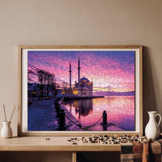 Wooden Puzzles for Adults, Lights of Ortaköy Premium Jigsaw Puzzles, 450 Pieces Challenging Wooden Jigsaw, 11,4"x15,4" (29x39 cm)