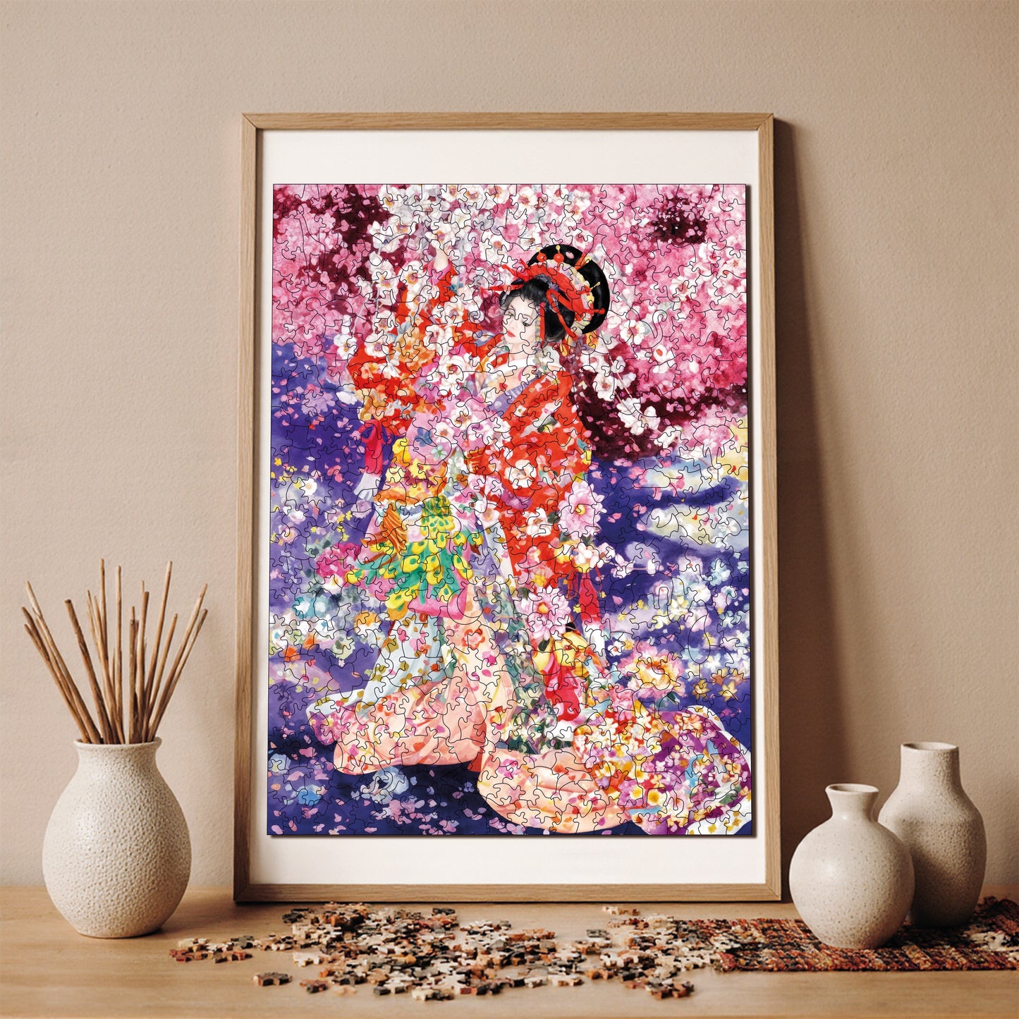 Wooden Puzzles for Adults, Dance of Sakura Premium Jigsaw Puzzles, 450 Pieces Challenging Wooden Jigsaw, 11,4"x15,4" (29x39 cm)