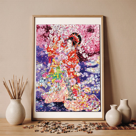 Wooden Puzzles for Adults, Dance of Sakura Premium Jigsaw Puzzles, 450 Pieces Challenging Wooden Jigsaw, 11,4"x15,4" (29x39 cm)