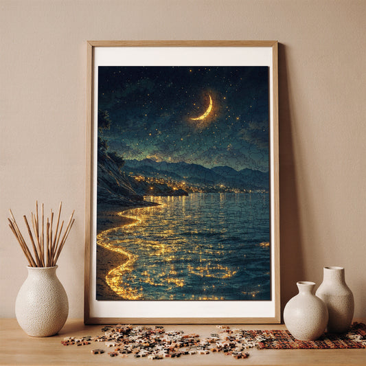 Wooden Puzzles for Adults, Shore of Stars Premium Jigsaw Puzzles, 450 Pieces Challenging Wooden Jigsaw, 11,4"x15,4" (29x39 cm)