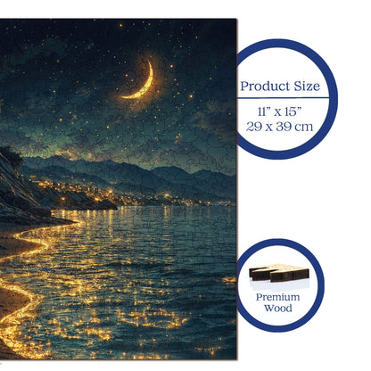 Yetişkinler İçin Ahşap Puzzle, Yıldızların Kıyısı Premium Puzzle, 450 Parça Zorlu Ahşap Yapboz, 11,4"x15,4" (29x39 cm)