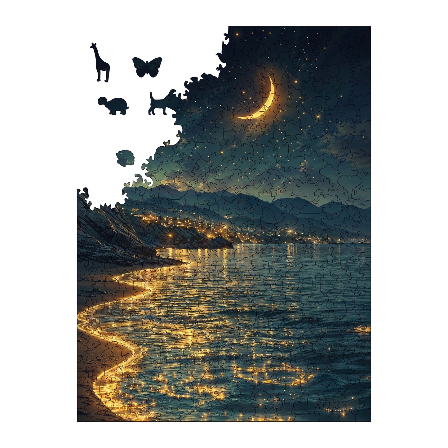 Yetişkinler İçin Ahşap Puzzle, Yıldızların Kıyısı Premium Puzzle, 450 Parça Zorlu Ahşap Yapboz, 11,4"x15,4" (29x39 cm)