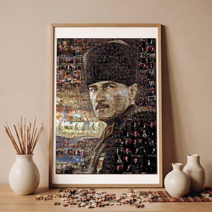 Wooden Puzzles for Adults, Immortal ATATÜRK Premium Jigsaw Puzzles, 450 Pieces Challenging Wooden Jigsaw, 11,4"x15,4" (29x39 cm)
