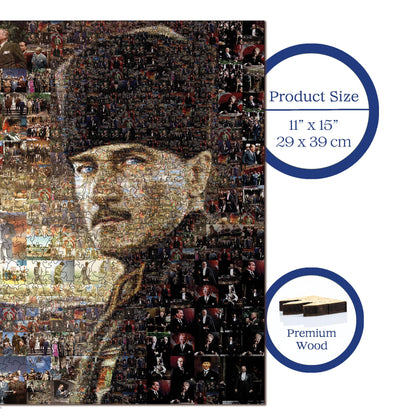Wooden Puzzles for Adults, Immortal ATATÜRK Premium Jigsaw Puzzles, 450 Pieces Challenging Wooden Jigsaw, 11,4"x15,4" (29x39 cm)