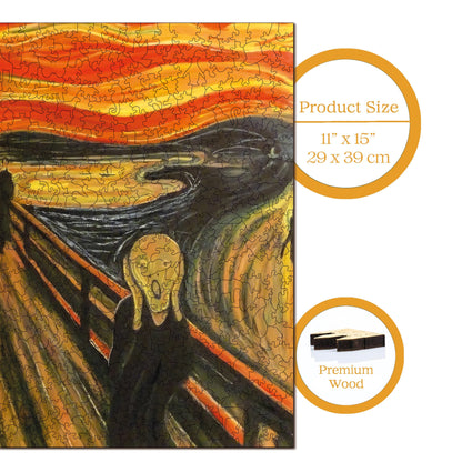 Wooden Puzzles for Adults, The Scream Premium Jigsaw Puzzles, 450 Pieces Challenging Wooden Jigsaw, 11,4"x15,4" (29x39 cm)