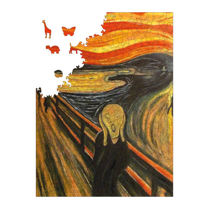 Wooden Puzzles for Adults, The Scream Premium Jigsaw Puzzles, 450 Pieces Challenging Wooden Jigsaw, 11,4"x15,4" (29x39 cm)