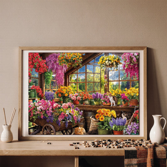 Wooden Puzzles for Adults, Flower Greenhouse Premium Jigsaw Puzzles, 450 Pieces Challenging Wooden Jigsaw, 11,4"x15,4" (29x39 cm)