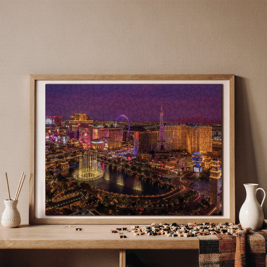 Wooden Puzzles for Adults, Vegas Nights Premium Jigsaw Puzzles, 450 Pieces Challenging Wooden Jigsaw, 11,4"x15,4" (29x39 cm)