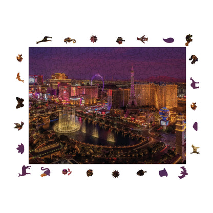 Wooden Puzzles for Adults, Vegas Nights Premium Jigsaw Puzzles, 450 Pieces Challenging Wooden Jigsaw, 11,4"x15,4" (29x39 cm)