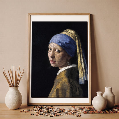 Wooden Puzzles for Adults, Girl with a Pearl Earring Premium Jigsaw Puzzles, 450 Pieces Challenging Wooden Jigsaw, 11,4"x15,4" (29x39 cm)