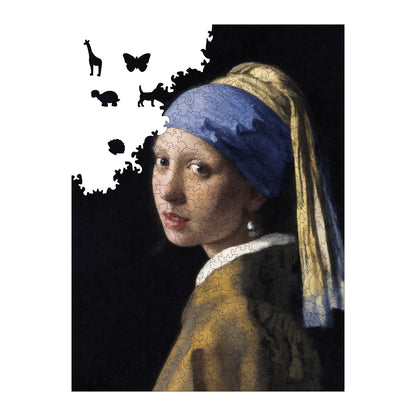 Wooden Puzzles for Adults, Girl with a Pearl Earring Premium Jigsaw Puzzles, 450 Pieces Challenging Wooden Jigsaw, 11,4"x15,4" (29x39 cm)