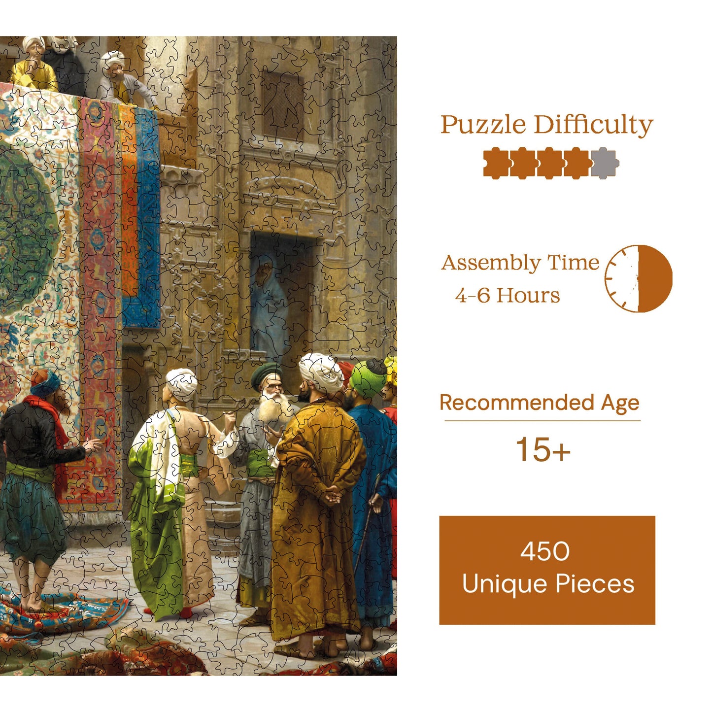 Wooden Puzzles for Adults, Carpet Merchant Premium Jigsaw Puzzles, 450 Pieces Challenging Wooden Jigsaw, 11,4"x15,4" (29x39 cm)