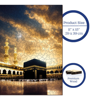 Wooden Puzzles for Adults, Kaaba, the Qibla of Hearts Premium Jigsaw Puzzles, 450 Pieces Challenging Wooden Jigsaw, 11,4"x15,4" (29x39 )