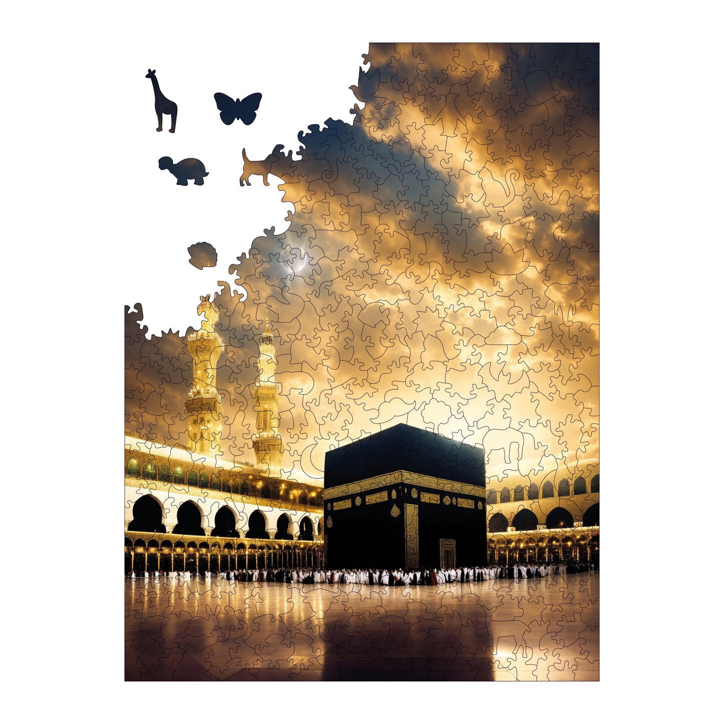 Wooden Puzzles for Adults, Kaaba, the Qibla of Hearts Premium Jigsaw Puzzles, 450 Pieces Challenging Wooden Jigsaw, 11,4"x15,4" (29x39 )