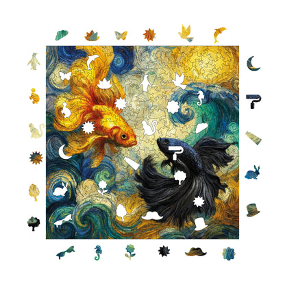Wooden Puzzles for Adults,  Spirits in the Waves Premium Jigsaw Puzzles, 353 Pieces Wooden Jigsaw, 11,4"x11,4" (29x29 cm)