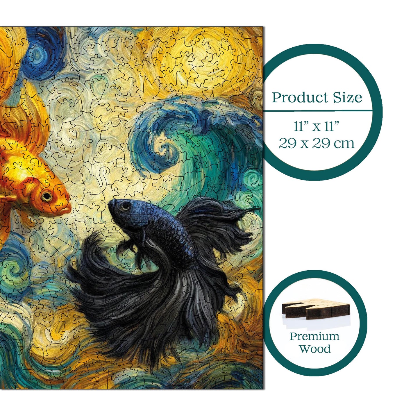 Wooden Puzzles for Adults,  Spirits in the Waves Premium Jigsaw Puzzles, 353 Pieces Wooden Jigsaw, 11,4"x11,4" (29x29 cm)